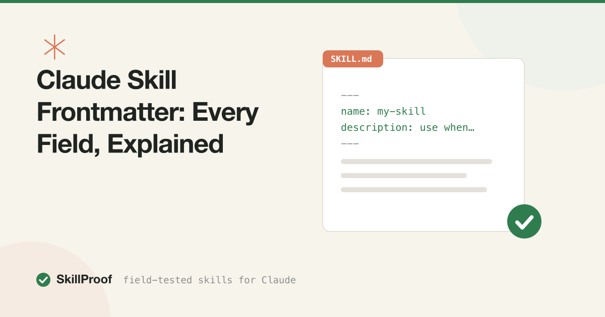 Claude Skill Frontmatter: Every Field, Explained
