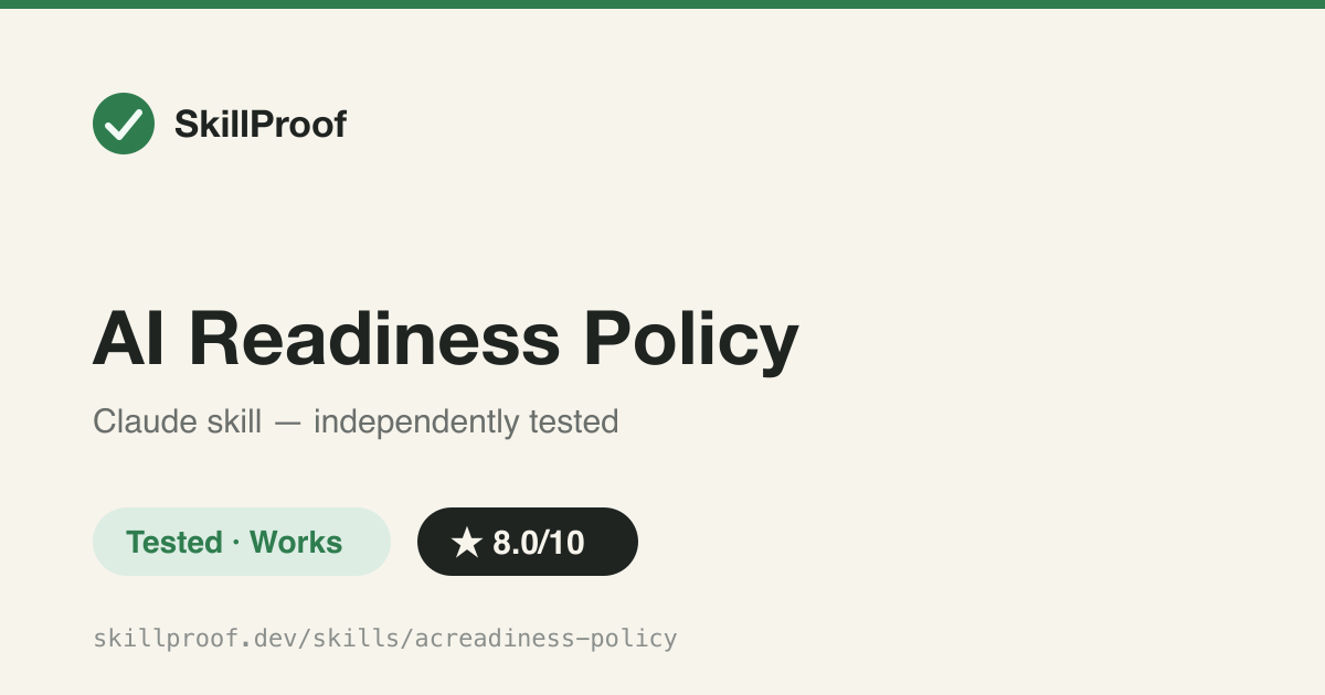 AI Readiness Policy — Helps pick or write an AgentRC policy to customize AI-readiness scoring rules.