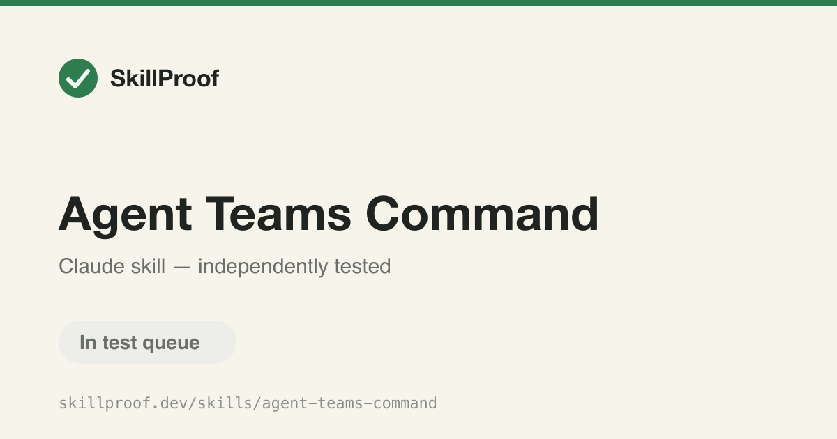 Agent Teams Command — Coordinate multi-agent teams with bounded roles, worktree isolation, verification gates.