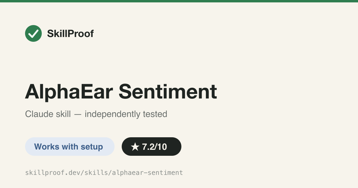 AlphaEar Sentiment — Scores financial text sentiment as positive, negative, or neutral using FinBERT.