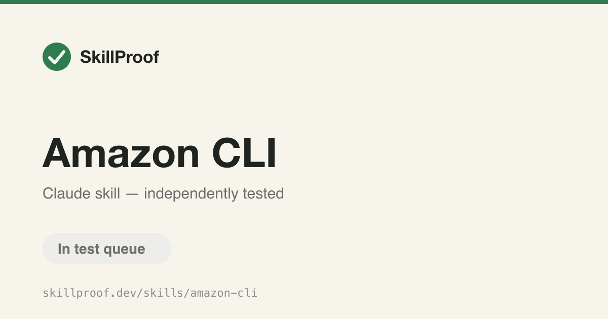 Amazon CLI — Searches Amazon products, best sellers, and details from the terminal.
