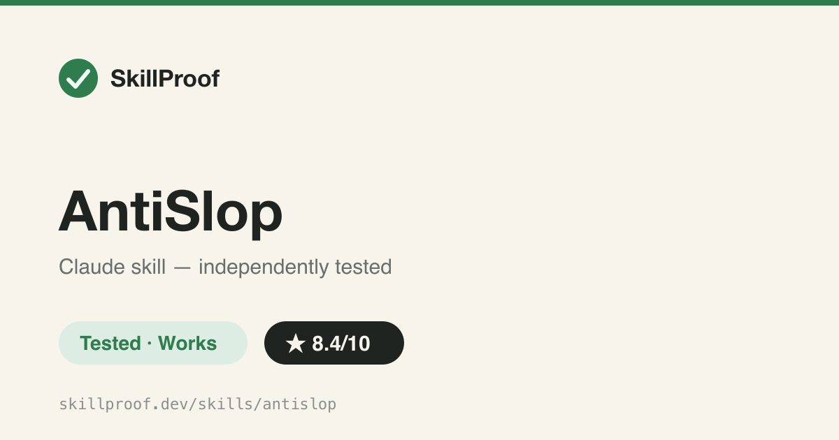 AntiSlop — Scores a draft for AI-writing tells and rewrites the flagged lines in place.