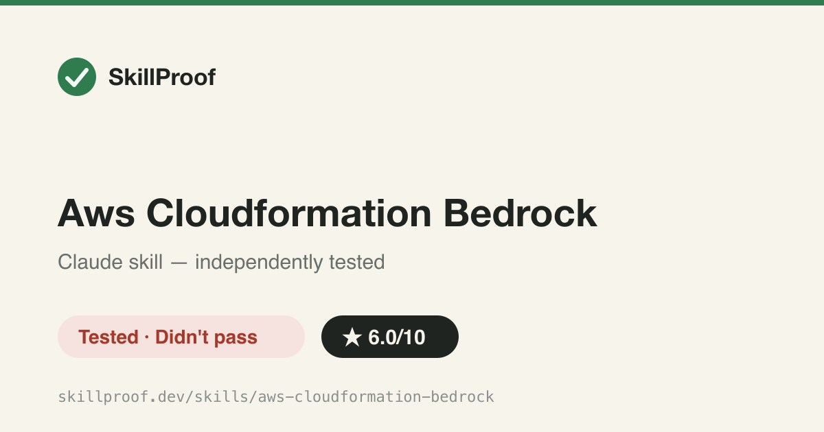Aws Cloudformation Bedrock — CloudFormation patterns for Bedrock agents, knowledge bases, guardrails and data sources