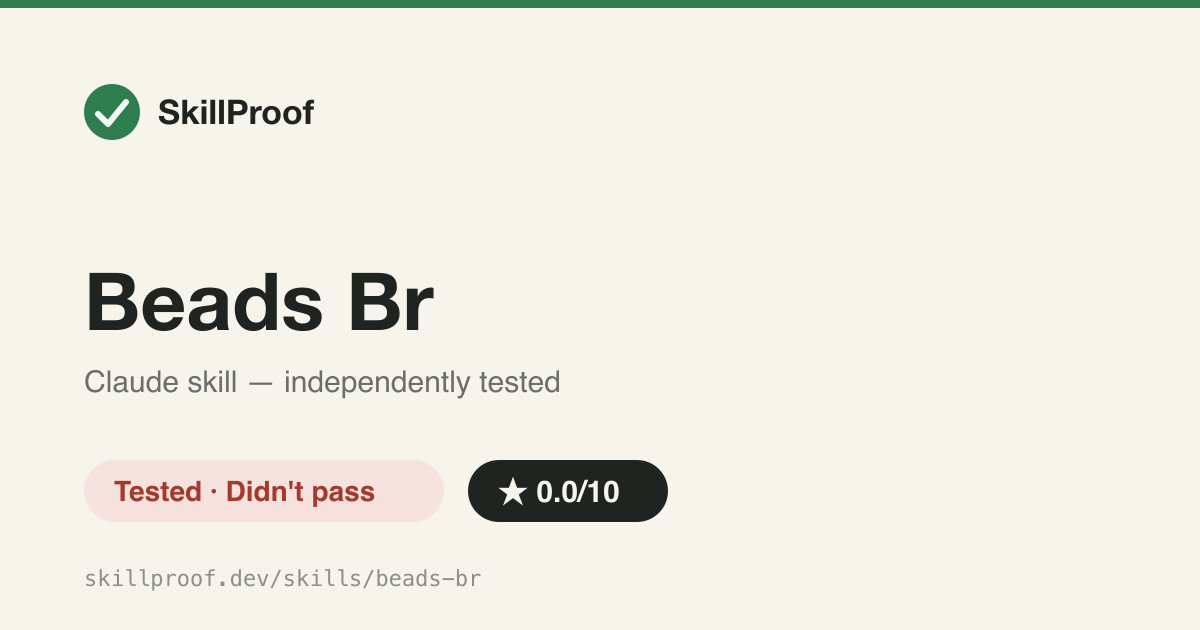 Beads Br — No SKILL.md exists for this slug in the agentops repo