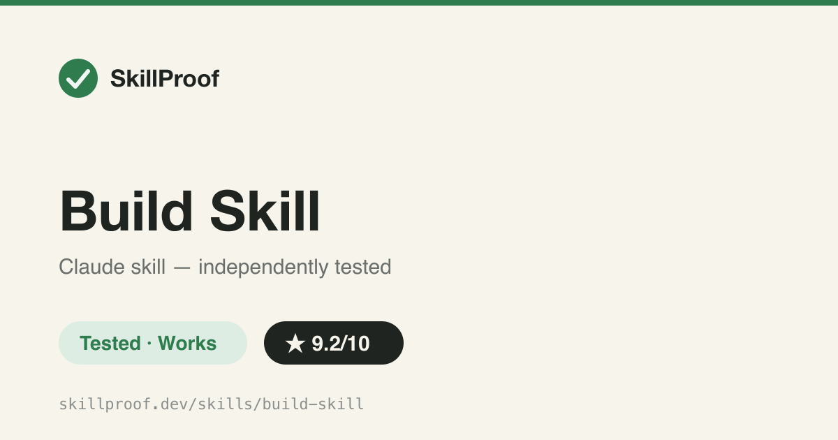 Build Skill — Scaffolds new Claude Code SKILL.md files with correct frontmatter and structure