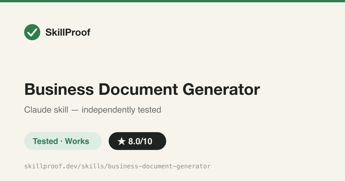 Business Document Generator — Fills PDF cover pages for proposals, business plans, and budgets from JSON via a Python script