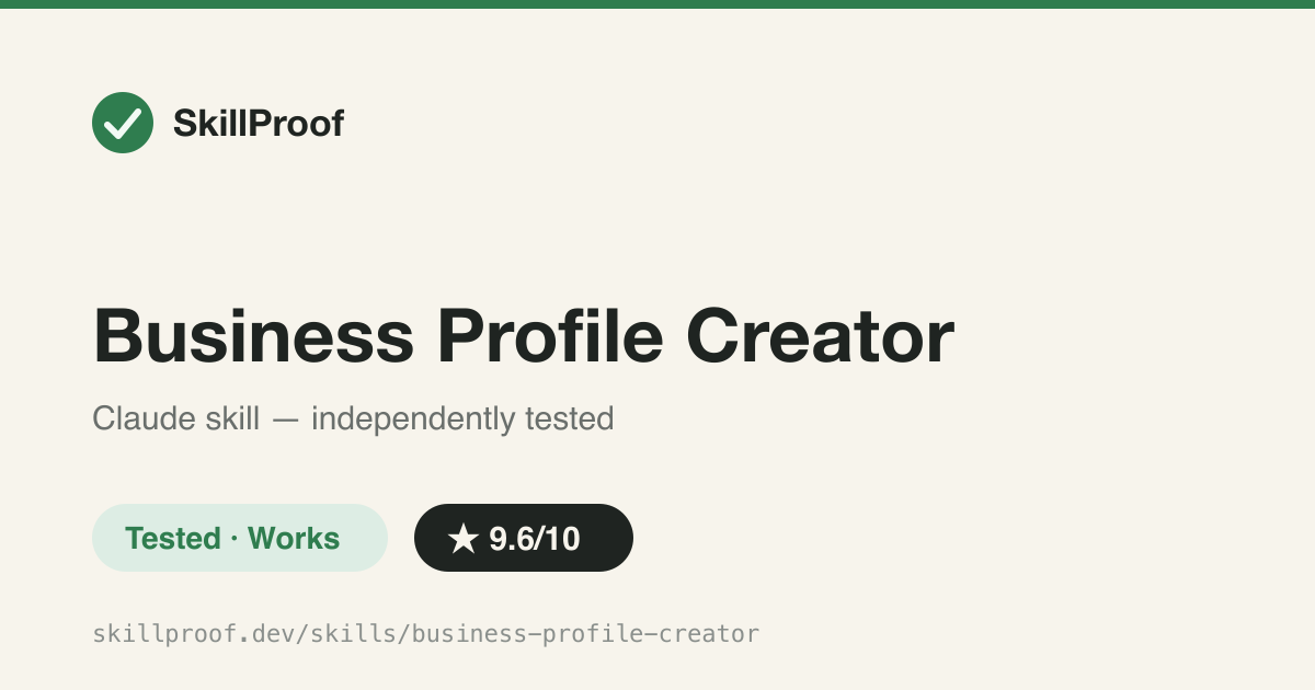 Business Profile Creator — Guided 20-question interview that turns raw business info into a structured JSON brand profile.