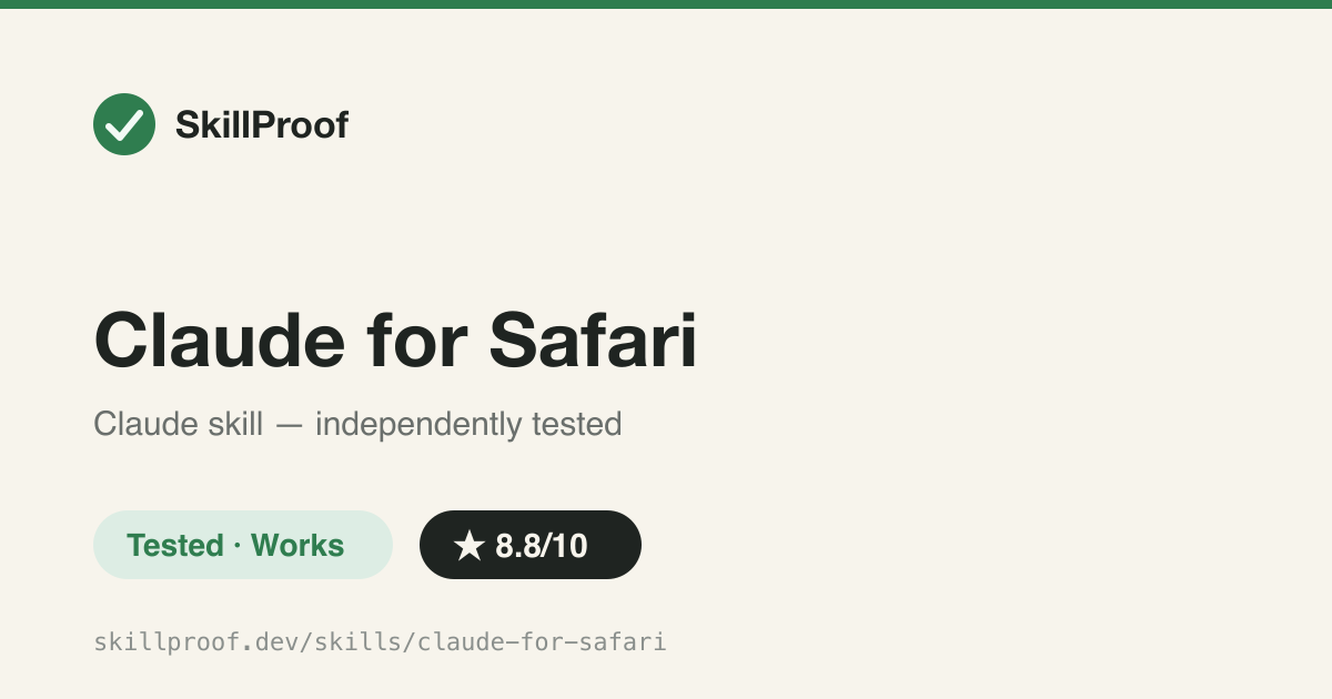 Claude for Safari — Drives the user's real Safari via AppleScript — read, click, type, screenshot.