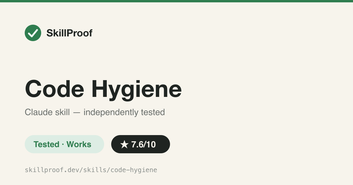 Code Hygiene — Tool-first codebase health scan: dead code, test quality, complexity, security, architecture