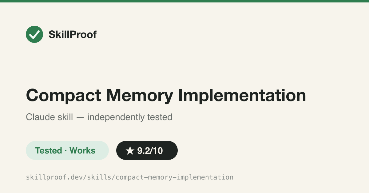 Compact Memory Implementation — Developer guide to implement compact memory/context compaction in Claude agents.