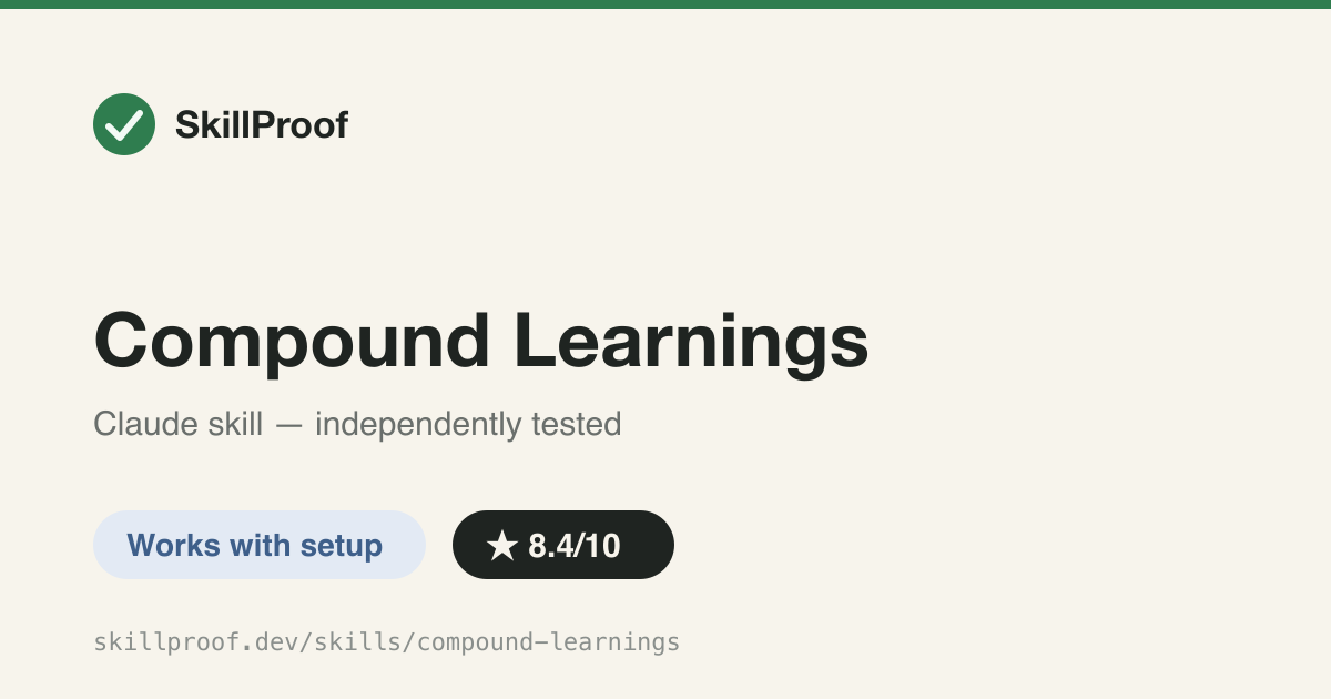 Compound Learnings — Mines past session-learnings logs for repeated patterns and codifies them as rules, skills, or hooks.