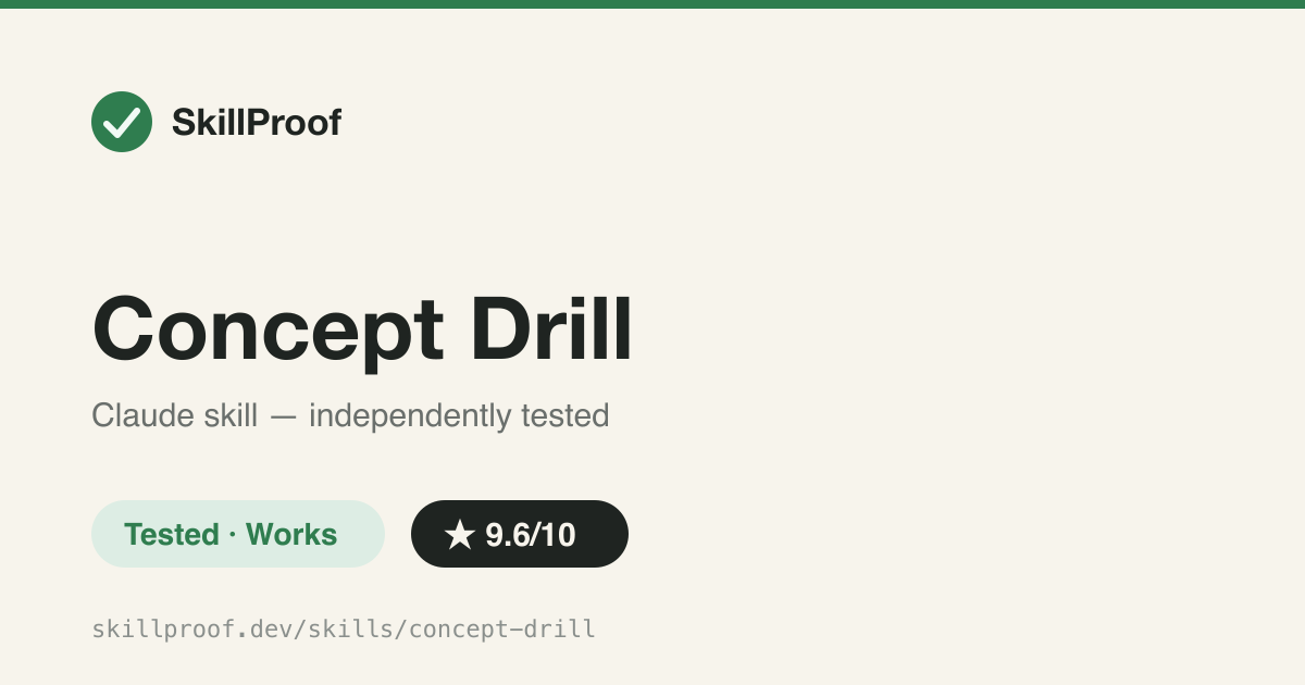 Concept Drill — Diagnoses your weakest sub-concept, drills it live via predict/break/confirm, leaves a tracker.