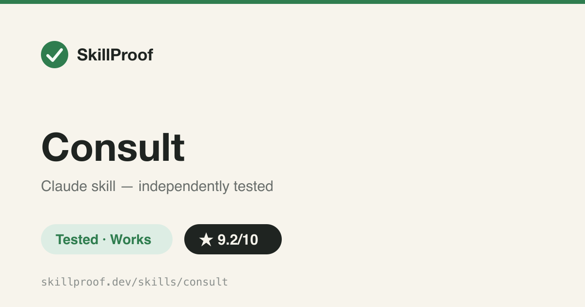 Consult — Simulates named expert panels (Fowler, Hickey, Fielding...) to reason through a design or architecture question.