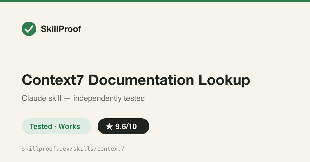 Context7 Documentation Lookup — Fetches live, sourced library docs via the Context7 API instead of relying on training data.