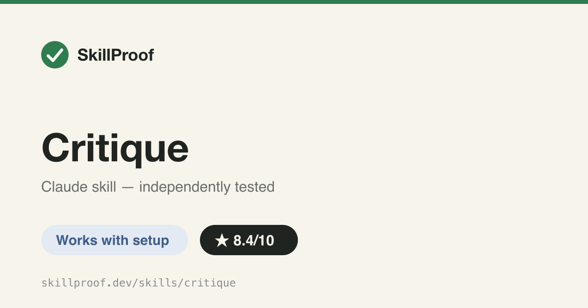 Critique — Screenshots your UI at 3 viewports and scores it against a named anti-slop checklist.
