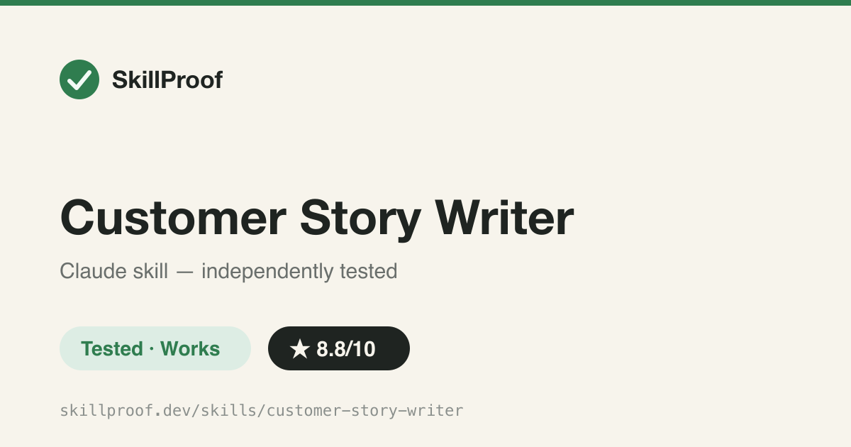 Customer Story Writer — Drafts sourced customer stories, gating unverified quotes and metrics for review