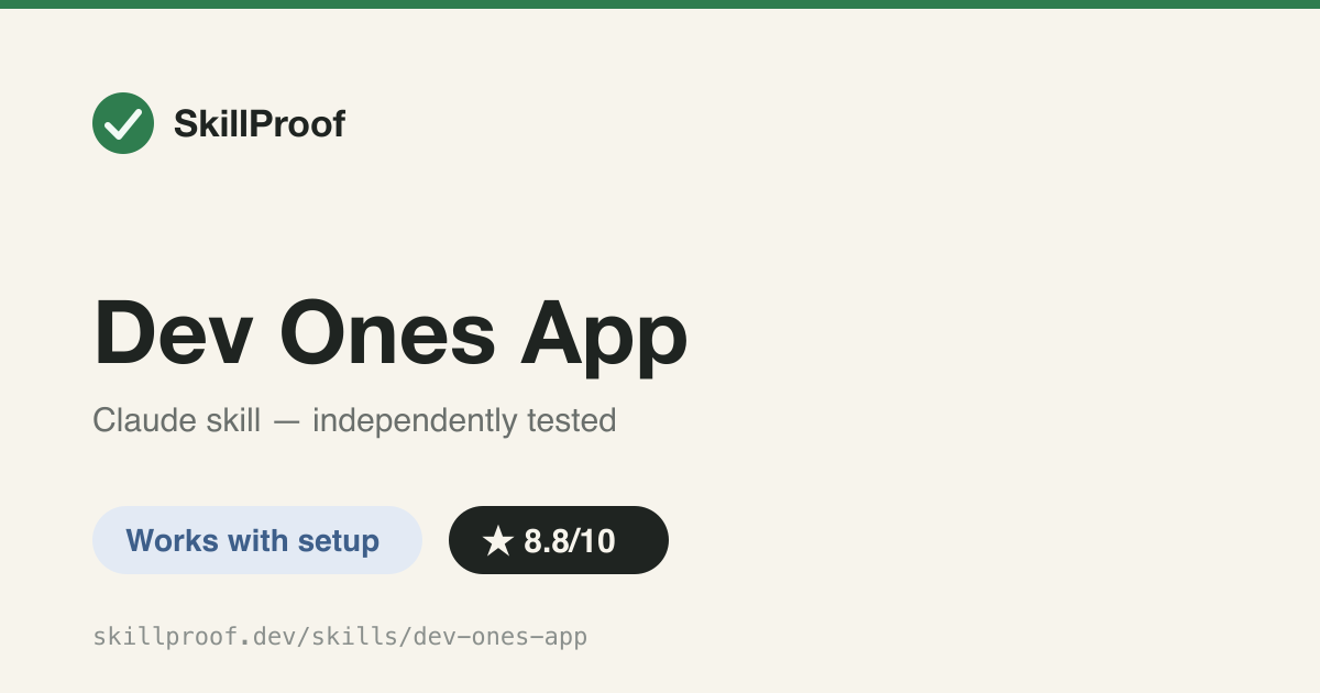 Dev Ones App — Spec-backed workflow for building and packaging ONES Apps (.opkx) via the ones CLI.