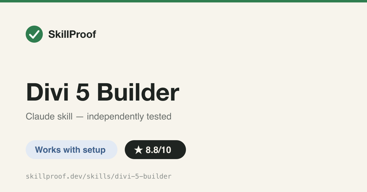 Divi 5 Builder — Encodes Divi 5's silent-failure attribute paths so AI-generated WordPress pages actually render and stay VB-editable.