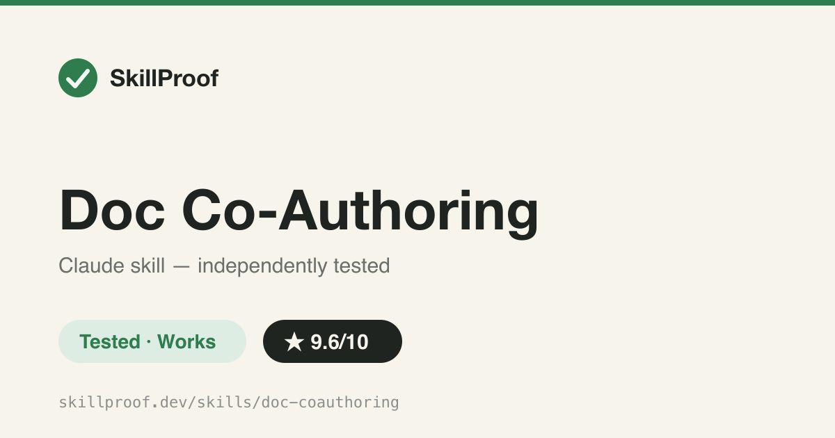 Doc Co-Authoring — Three-stage doc-writing workflow — context dump, section-by-section drafting, then a fresh-Claude reader test — instead of drafting blind.