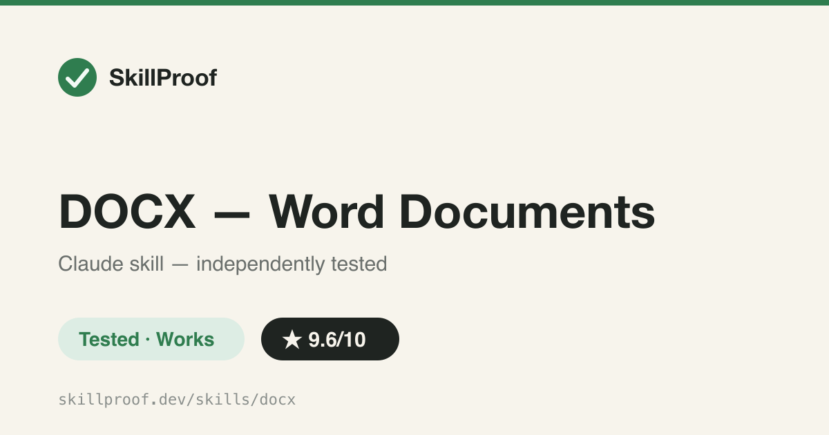 DOCX — Word Documents — Create and edit real Word documents — headings, tables, tracked changes.