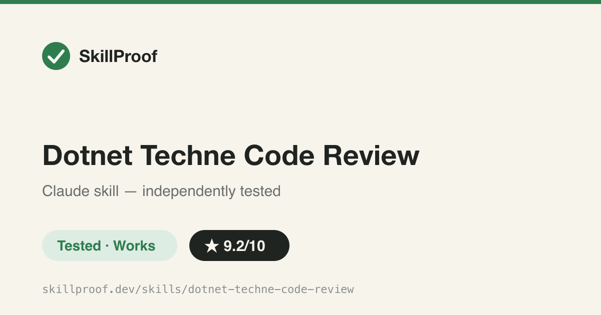 Dotnet Techne Code Review — Structured .NET PR review with adversarial mode and heuristic risk-grep scripts.