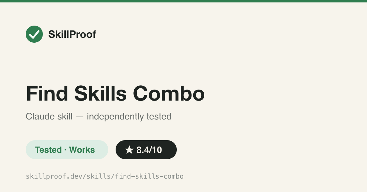 Find Skills Combo — Splits a multi-part task into subtasks, searches skills per subtask, gives two install plans
