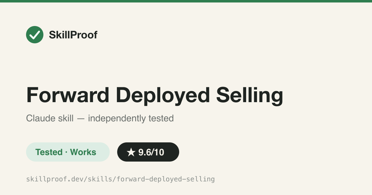 Forward Deployed Selling — Enterprise sales doctrine that gates every deal action through movement diagnosis and a hard ethics layer.