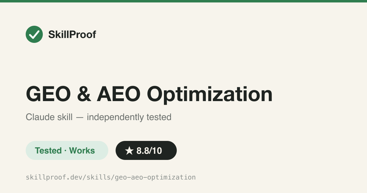 GEO & AEO Optimization — Turns flat marketing copy into a TL;DR/FAQ/schema-structured document built for AI-answer extraction, and flags rather than fakes missing stats.