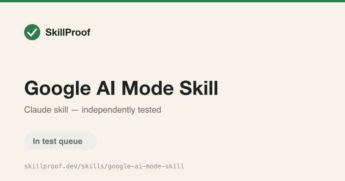 Google AI Mode Skill — Queries Google's AI Search mode for cited overviews on current topics and code.