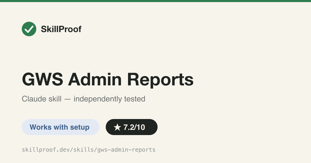 GWS Admin Reports — Maps the gws CLI onto Google Workspace Admin SDK audit logs and usage reports