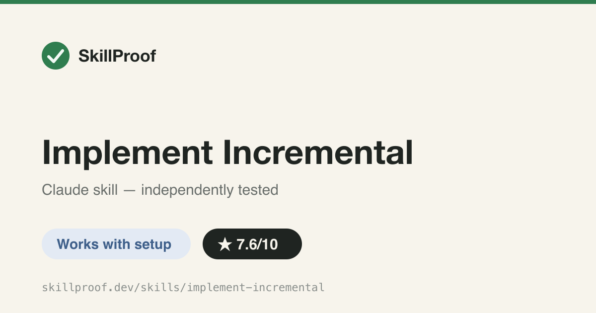 Implement Incremental — Runs an implementation plan phase by phase, delegating each phase to specialist agents