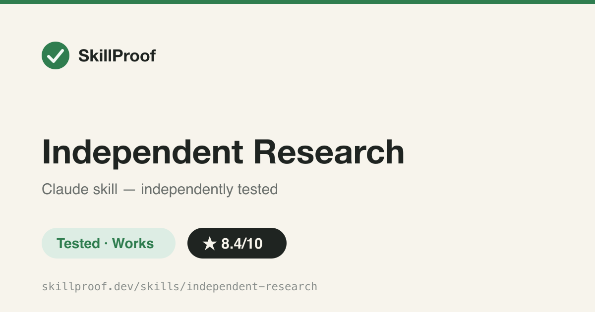 Independent Research — Stops guessed fixes: reproduce the error and verify with bash before recommending