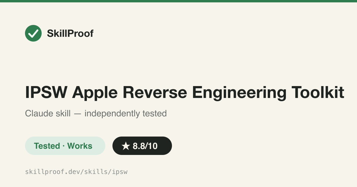 IPSW Apple Reverse Engineering Toolkit — Drive the ipsw CLI to reverse-engineer iOS/macOS: DSC, kernel, entitlements, sandbox