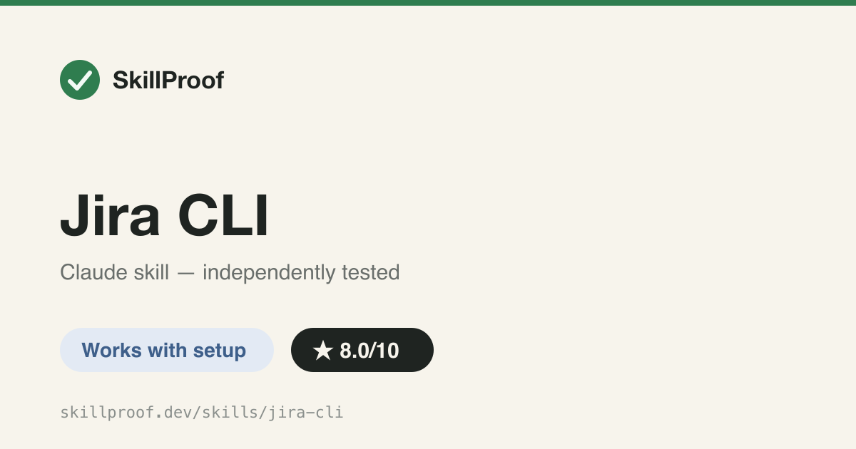 Jira CLI — Command reference for driving Jira issues, sprints, and epics via the jira-cli tool