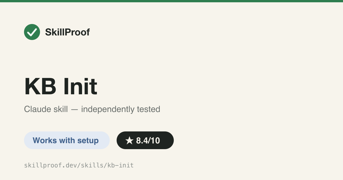 KB Init — Bootstraps an Obsidian vault as an LLM-maintained knowledge base - plugins, schema, and report preferences in one flow.