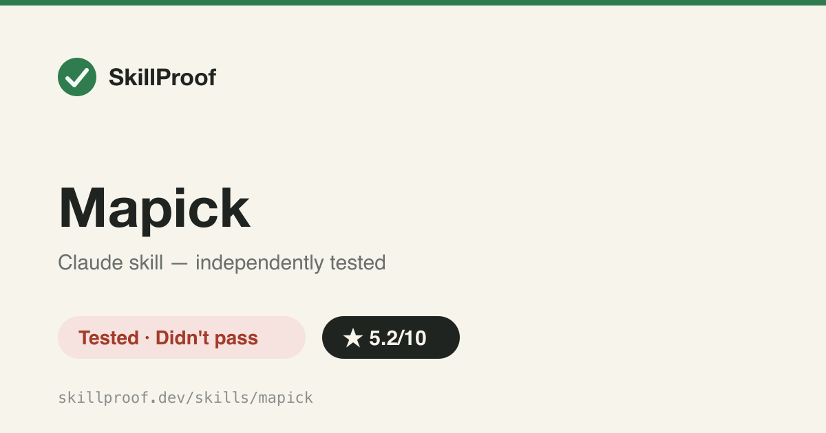 Mapick — Skill advisor and privacy layer built for OpenClaw, not for Claude Code