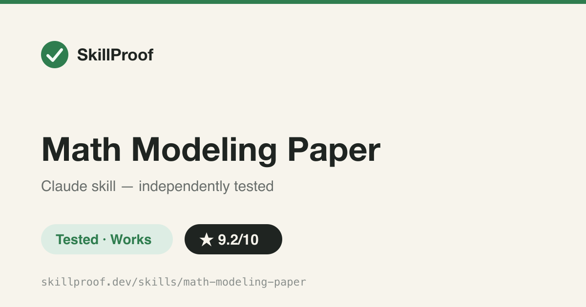 Math Modeling Paper — CUMCM/MCM-ICM math modeling papers: structure, abstract, self-audit
