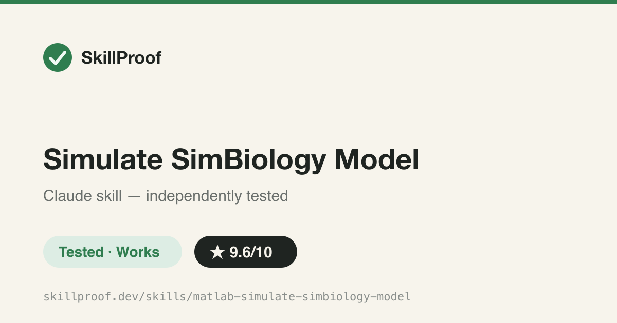Simulate SimBiology Model — Runs SimBiology ODE/SSA simulations and sensitivity analysis while dodging known unit and logging bugs.