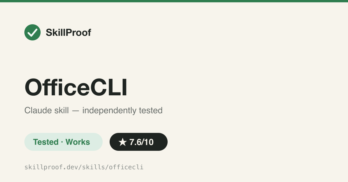 OfficeCLI — CLI-driven create/inspect/edit for .docx/.xlsx/.pptx, no Office install needed
