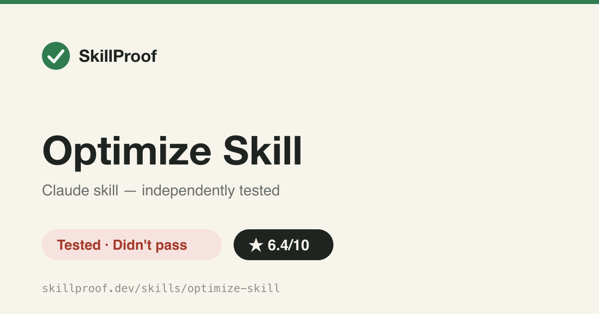 Optimize Skill — Eval-gated loop to improve a skill's SKILL.md without regressions