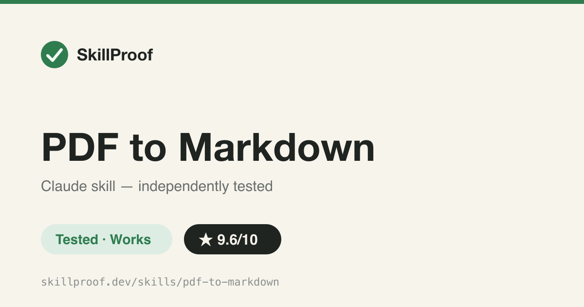 PDF to Markdown — Extracts a whole PDF into clean, structured Markdown with real headers, tables, and images.
