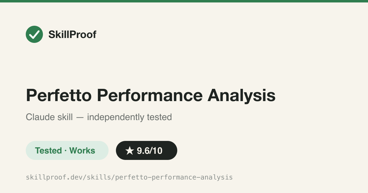 Perfetto Performance Analysis — Perfetto trace analysis with a pinned trace_processor and 235 query graphs