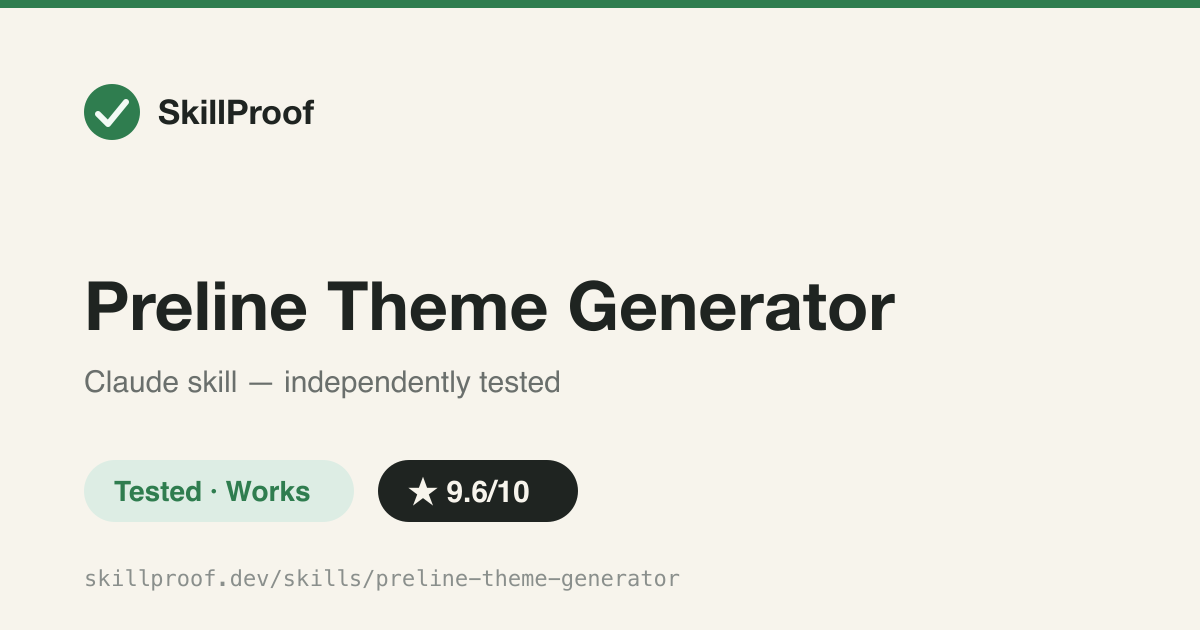 Preline Theme Generator — Generates full light/dark Preline CSS theme files from a hue or brand hex via a bundled local Node script.