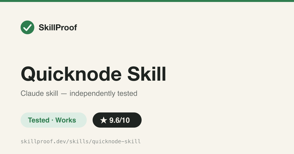 Quicknode Skill — Quicknode's own reference skill covering RPC, Streams, SQL Explorer, x402/MPP agent payments, CLI, MCP, and more.