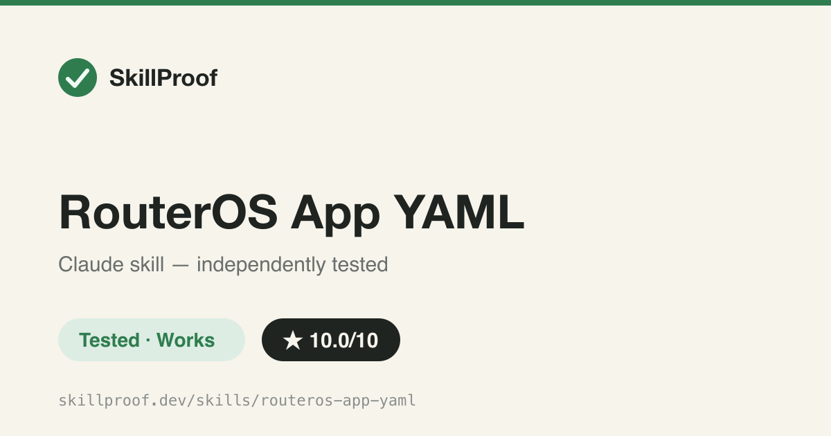 RouterOS App YAML — Writes and validates MikroTik RouterOS /app YAML — a docker-compose lookalike with real differences