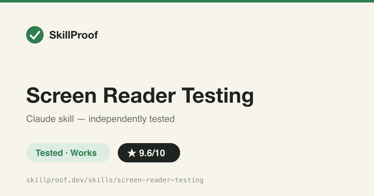 Screen Reader Testing — Screen reader testing playbook for VoiceOver, NVDA, and JAWS with ARIA fixes.