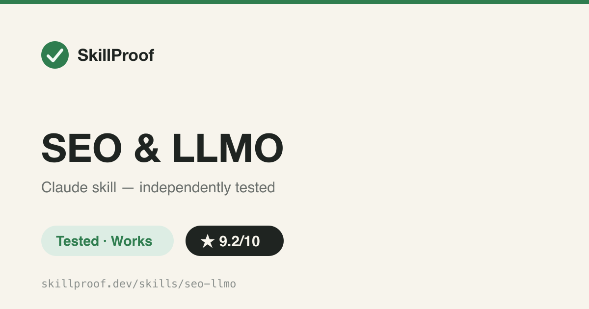 SEO & LLMO — Pre-launch SEO, structured data, and AI-agent-readiness checklist (llms.txt, robots.txt, JSON-LD).