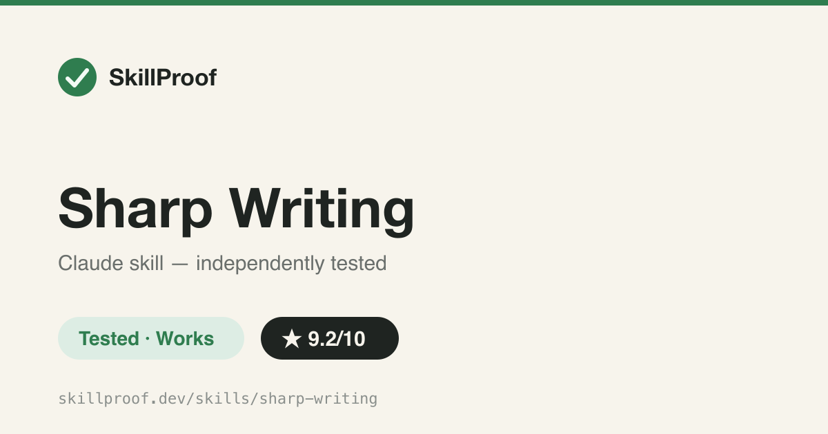 Sharp Writing — Rules for sharp, concise prose in docs, READMEs, and agent skills
