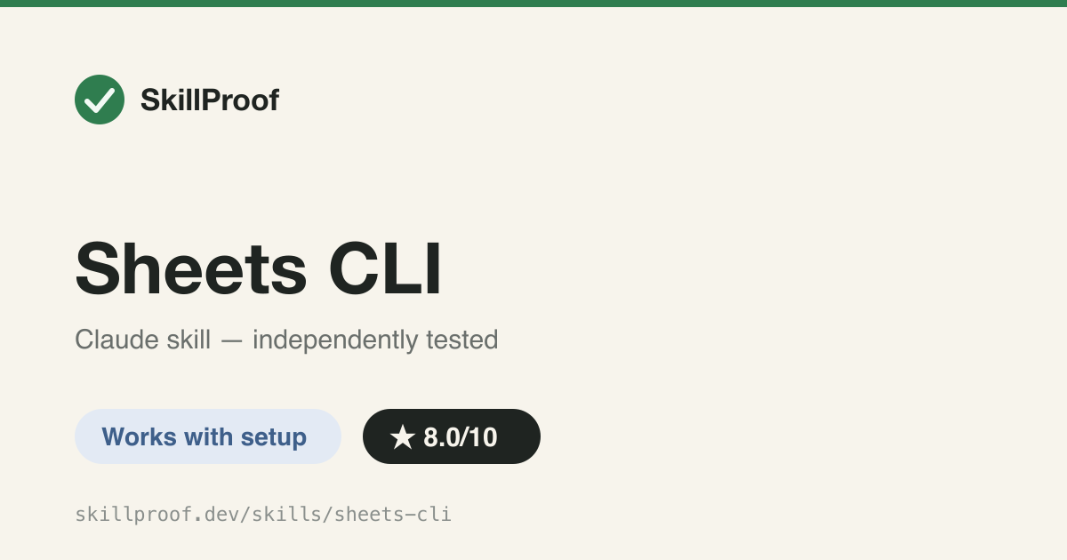 Sheets CLI — Deterministic CLI for reading and updating Google Sheets by key, with dry-run safety.