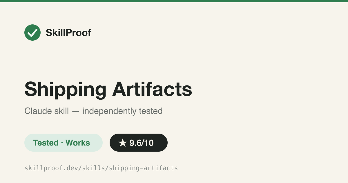 Shipping Artifacts — Defines the doc set that makes an AI-built app reviewable before it ships.